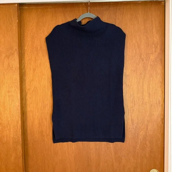 Banana Republic Womens M Long Sweater Vest with Slit Sides Navy Blue - Picture 2 of 10